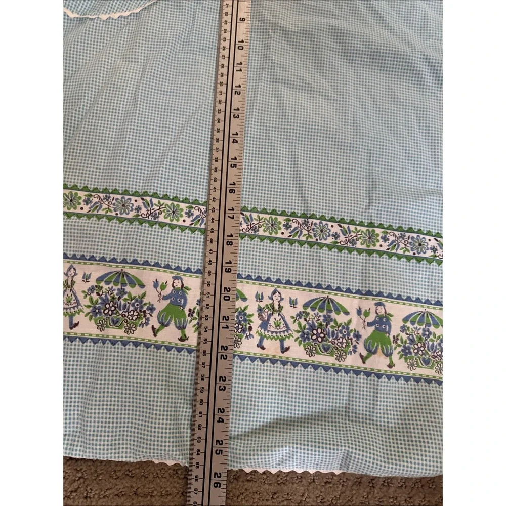 VTG Dutch Girls, Floral, Gingham Cotton Half Waist‎ Tie Apron Long